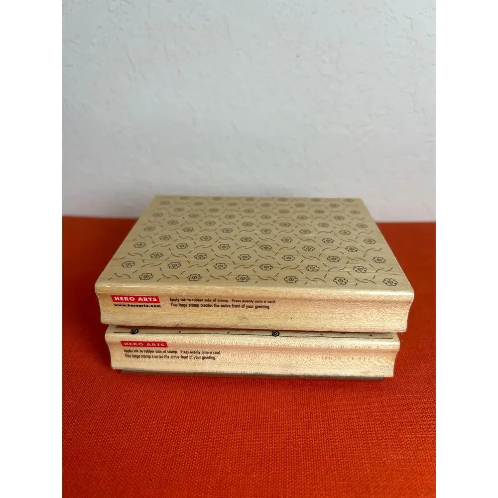 Vtg Rubber Stamps Hero Arts Sparkle & Dainty Flower Background Set of 2 Preowned